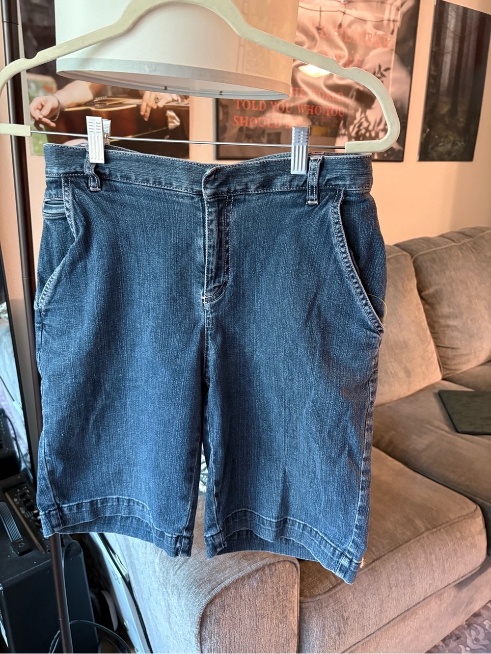 Blue Women's Shorts with Pink Thread